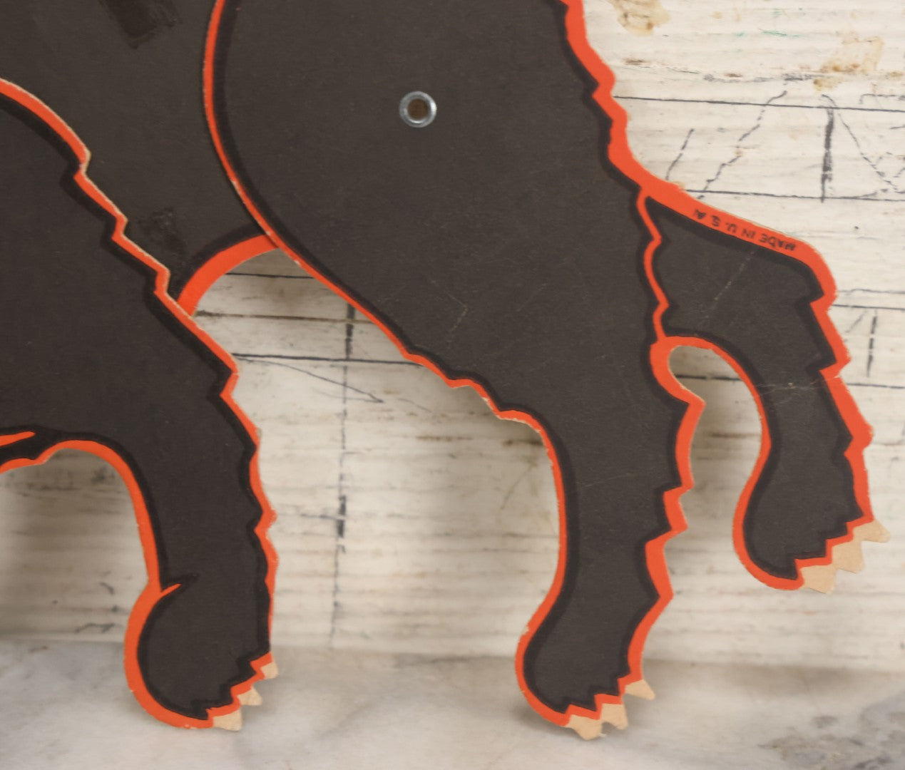 Lot 055 - Vintage Jointed Paper Board Black Cat Halloween Die Cut, Marked Made In U.S.A., Unsigned