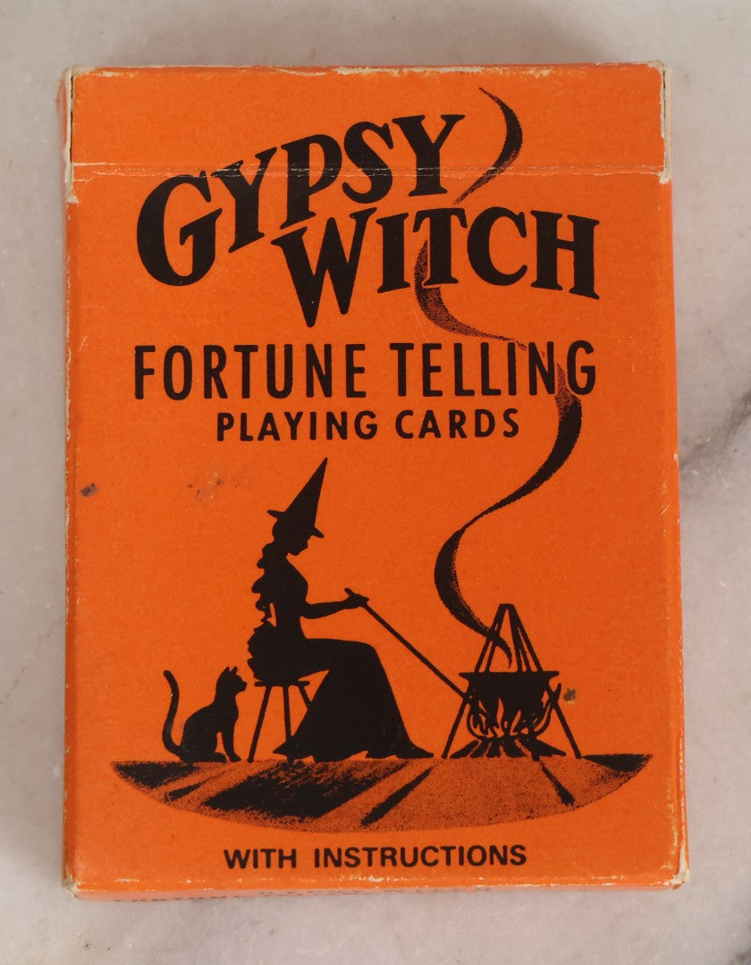 Lot 056 - Vintage Gypsy Witch Fortune Telling Playing Cards, Complete Deck Including 52 Cards, Jokers, Rule Card, Instructions, And Box, The United States Playing Card Company, Cincinnati Ohio, Made In U.S.A.