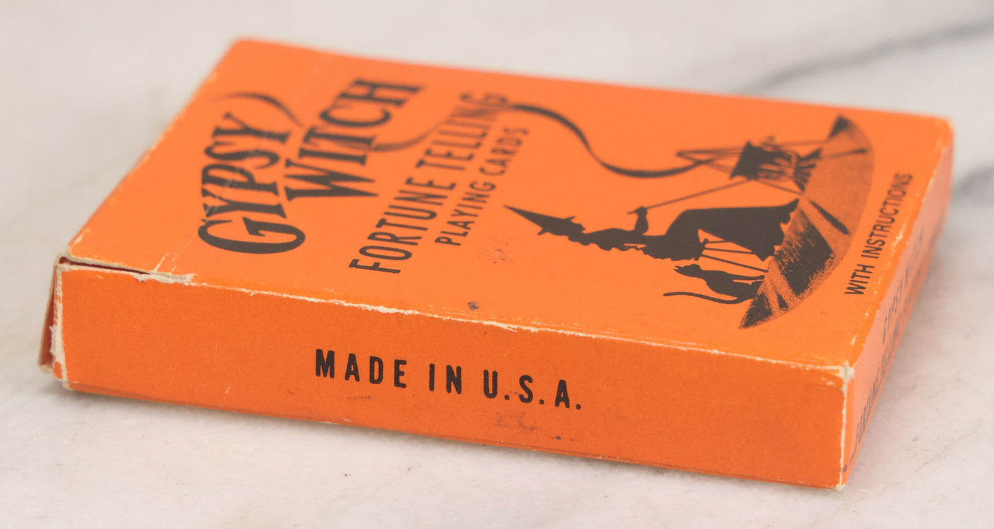 Lot 056 - Vintage Gypsy Witch Fortune Telling Playing Cards, Complete Deck Including 52 Cards, Jokers, Rule Card, Instructions, And Box, The United States Playing Card Company, Cincinnati Ohio, Made In U.S.A.