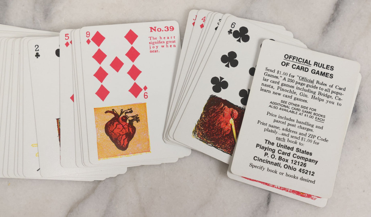 Lot 056 - Vintage Gypsy Witch Fortune Telling Playing Cards, Complete Deck Including 52 Cards, Jokers, Rule Card, Instructions, And Box, The United States Playing Card Company, Cincinnati Ohio, Made In U.S.A.