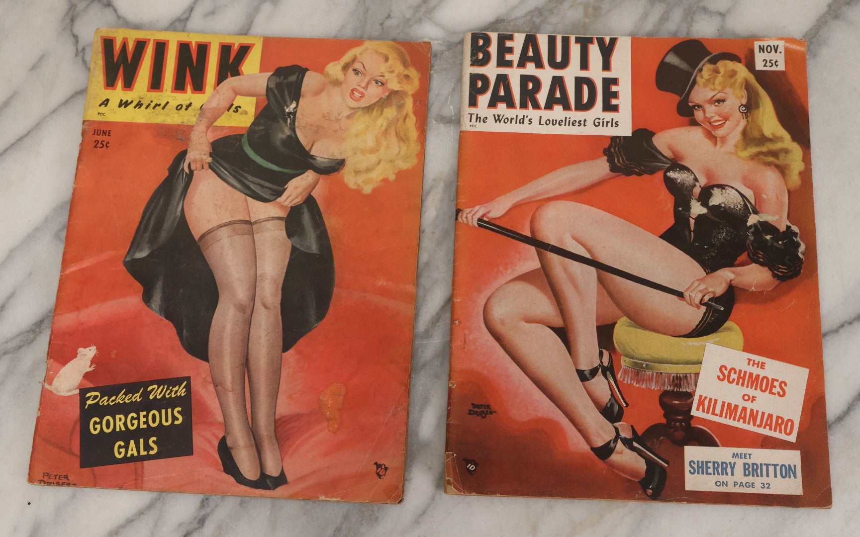 Lot 059 - Pair Of Vintage Pin Up Men's Magazines Including "Wink: A Whirl Of Girls" (June 1951) And "Beauty Parade: The World's Loveliest Girls" (November 1953)