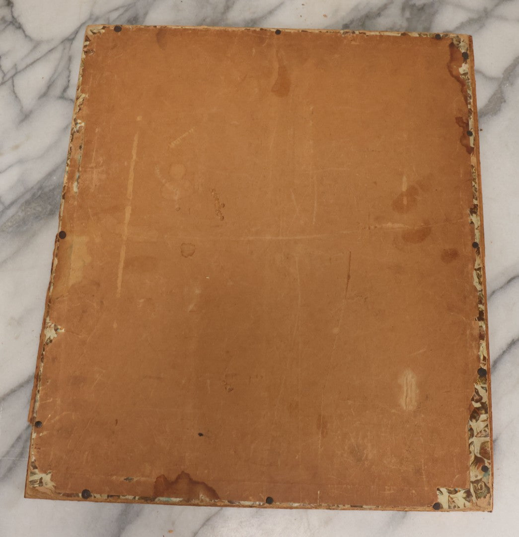 Lot 062 - Antique Double Sided Victorian Lithographed Wood Cut Jigsaw Puzzle With Scene Of Children In Costume With Clown And Children Blowing Bubbles, With Original Box And Partial Lithographed Lid