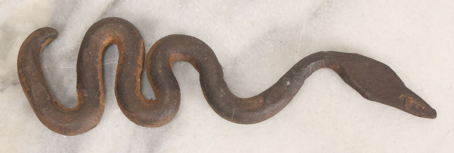 Lot 063 - Vintage Folk Art Hand Forged Cast Iron Snake Paperweight Toy, 6-1/4" Length