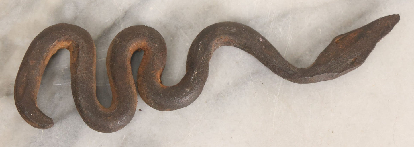 Lot 063 - Vintage Folk Art Hand Forged Cast Iron Snake Paperweight Toy, 6-1/4" Length