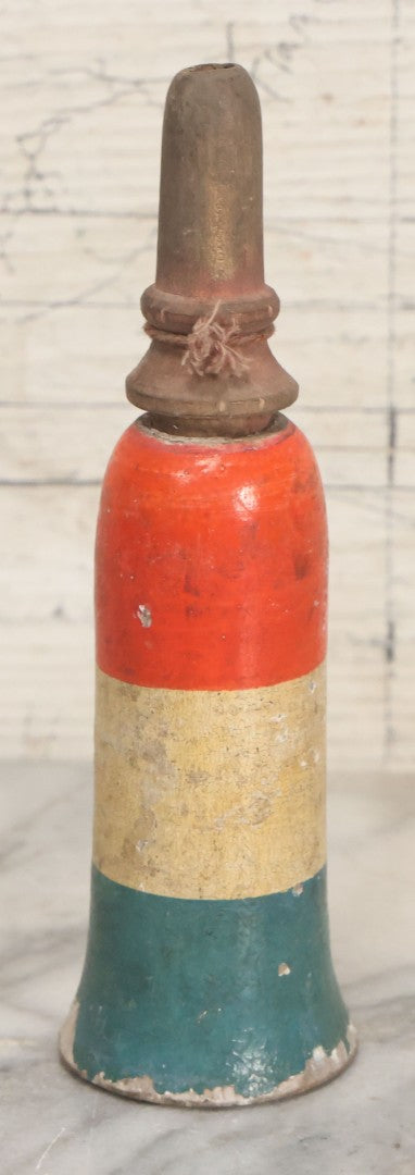 Lot 067 - Antique Red, White, And Blue July 4th Celebration Wooden Toy Whistle, Note Internal Metal Whistle Deteriorated, Does Not Function