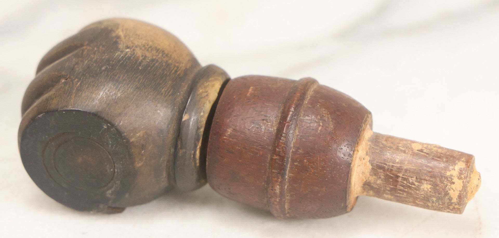 Lot 068 - Antique Wood Carved Fist Candle Holder Furniture Fragment With Dowel, 3-7/8" Length