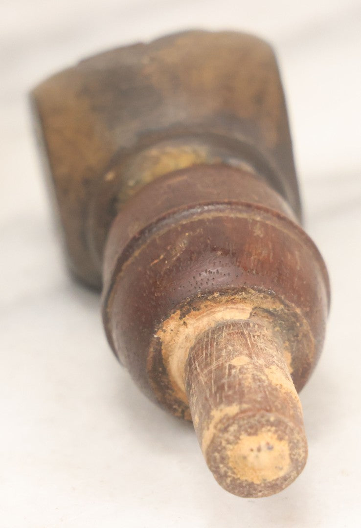 Lot 068 - Antique Wood Carved Fist Candle Holder Furniture Fragment With Dowel, 3-7/8" Length