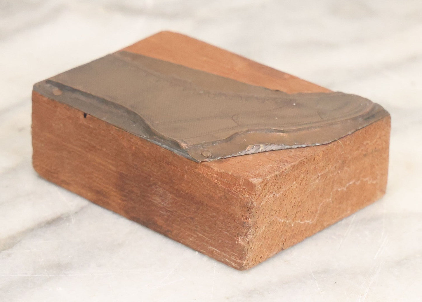 Lot 071 - Antique Advertising Printing Block With An Image Of A Boot Or Shoe, Mounted To Wooden Block