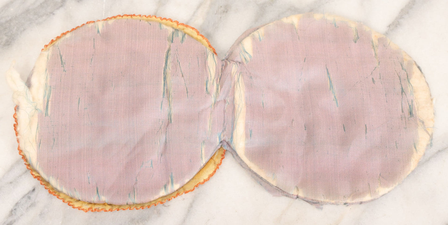 Lot 075 - Antique Novelty Sewing Pillow Pouch With Clown Flapper Girl, Silk Fabric, Circa 1920s, Note Worn, Poor Condition, 6-3/4" Diameter