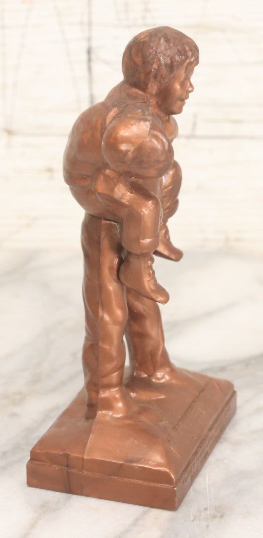 Lot 076 - Vintage Plastic Souvenir Statue Toy From "Father Flanagan's Boys Home," Boys Town, Nebraska, Two Young Boys Horsing Around, "He Ain't Heavy Father, He's My Brother"