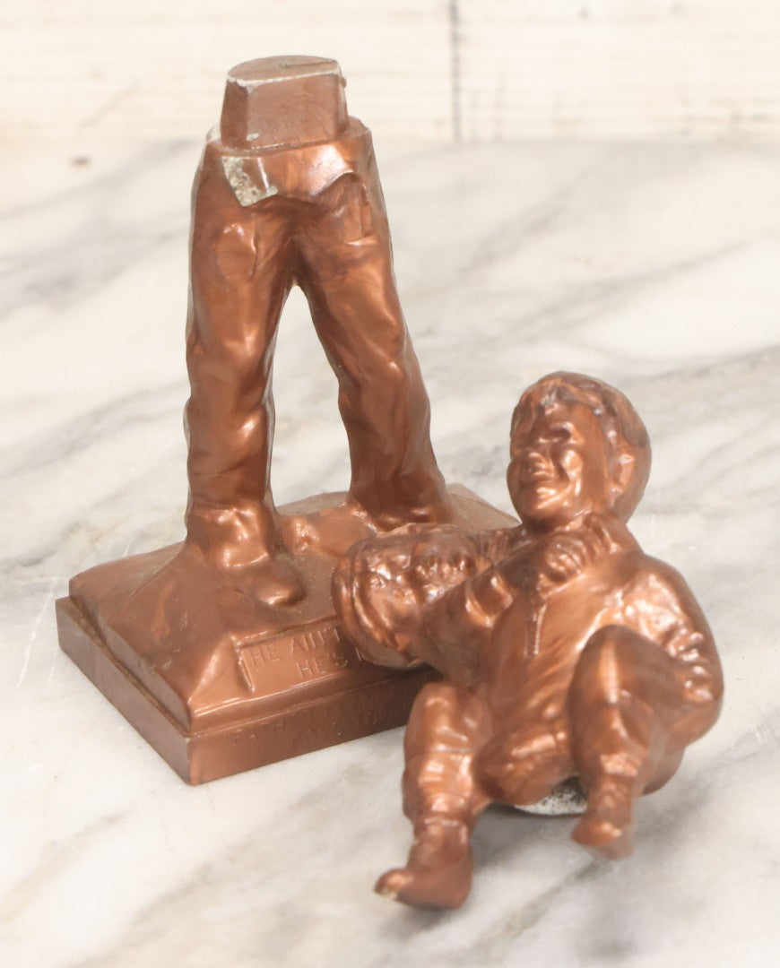 Lot 076 - Vintage Plastic Souvenir Statue Toy From "Father Flanagan's Boys Home," Boys Town, Nebraska, Two Young Boys Horsing Around, "He Ain't Heavy Father, He's My Brother"
