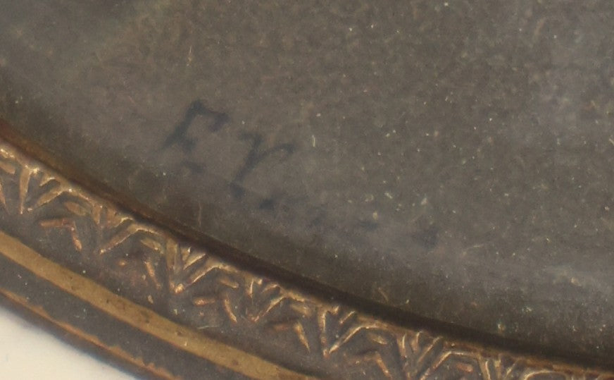 Lot 002 - Antique Continental European Miniature Cameo Painting Of Blond Woman With Blue Eyes In Period Bone Veneer Frame With Latin Text Paper Backing, Artist Signed Fr. Xaver, 5-3/4" x 7"