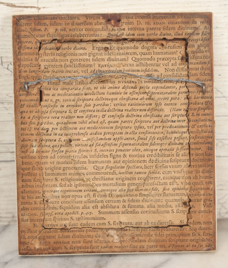 Lot 002 - Antique Continental European Miniature Cameo Painting Of Blond Woman With Blue Eyes In Period Bone Veneer Frame With Latin Text Paper Backing, Artist Signed Fr. Xaver, 5-3/4" x 7"