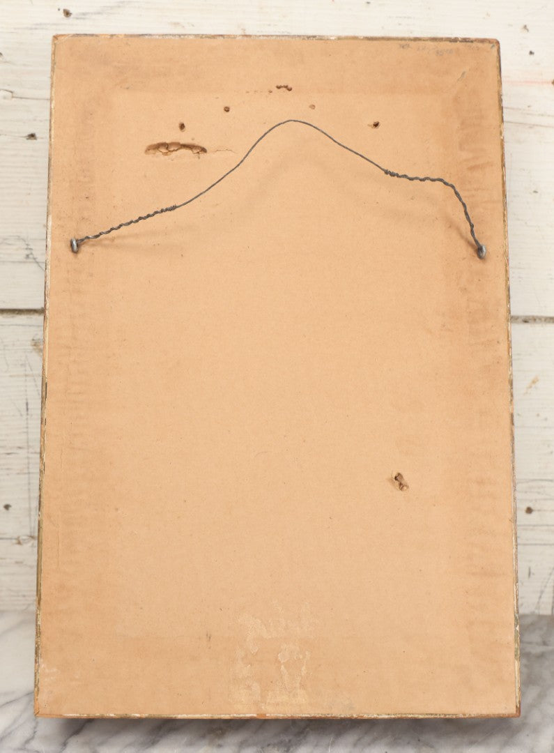 Lot 003 - Antique Watercolor Painting Of Elegant Blonde Woman Dressed In White Furs And Red Flowers With An Extravagant Hat, Artist Signed George W. Barratt, In Ornate Pressed Gesso Frame, 11-1/4" x 16-1/4"