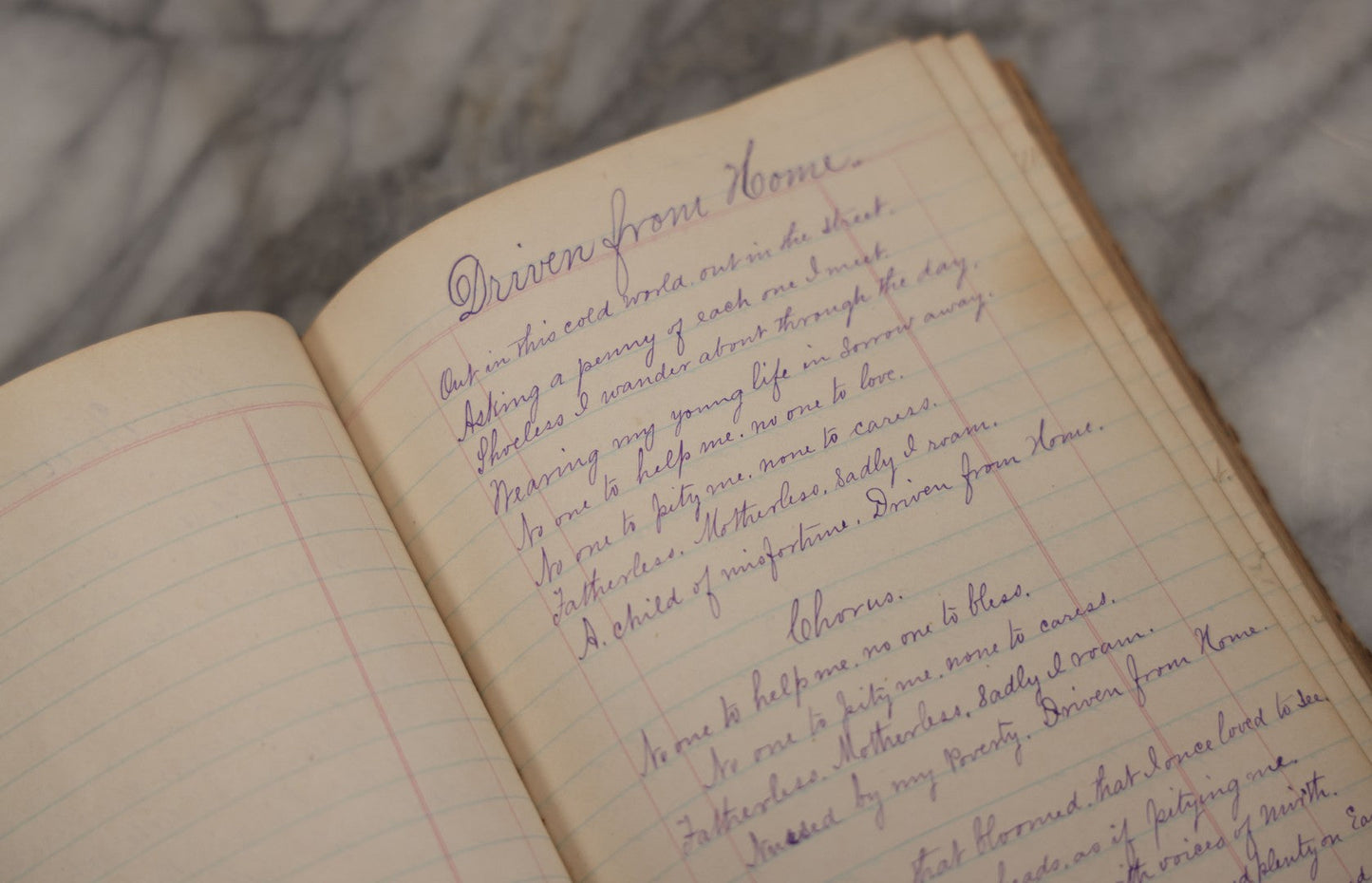 Lot 007 - Antique Expense Ledger Repurposed Into A Poetry Journal, Signed Edwin Davis Smithurst, Dated 1871, With Several Handwritten Poems And Notes And Tree Of Life Illustration, Swampscott, Massachusetts