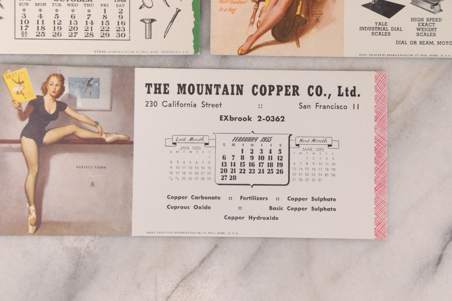 Lot 111 - Grouping Of Five Vintage Pin-Up Sexy Lady Advertising Blotters For Various Businesses, With Illustrations By Gil Elvgren, Printed By Brown & Bigelow, St. Paul, Minnesota, 1940s & 1950s