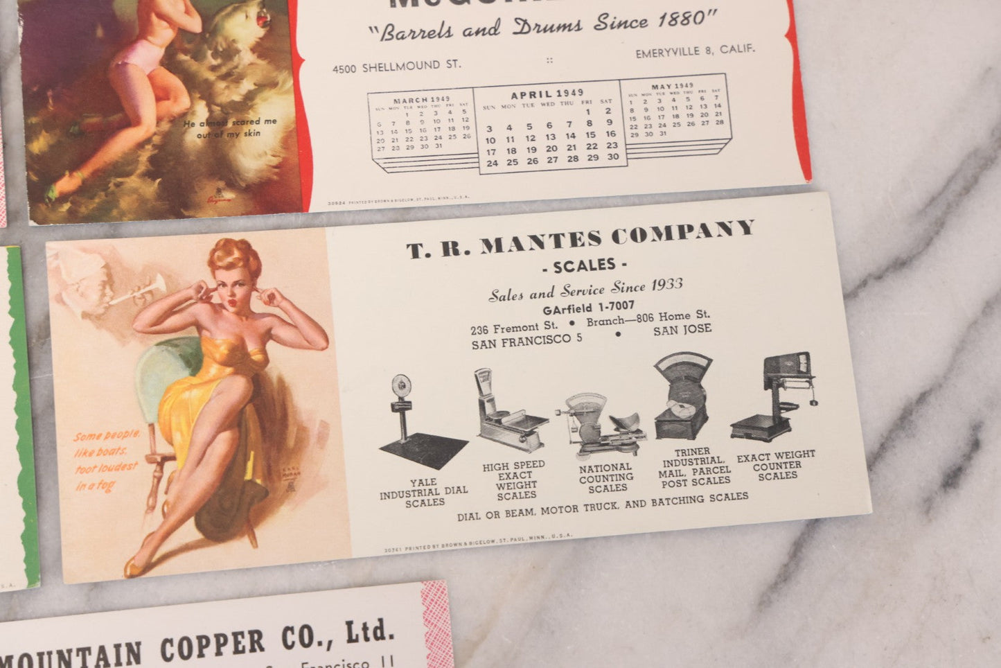 Lot 111 - Grouping Of Five Vintage Pin-Up Sexy Lady Advertising Blotters For Various Businesses, With Illustrations By Gil Elvgren, Printed By Brown & Bigelow, St. Paul, Minnesota, 1940s & 1950s