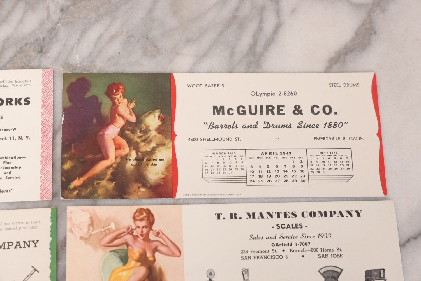 Lot 111 - Grouping Of Five Vintage Pin-Up Sexy Lady Advertising Blotters For Various Businesses, With Illustrations By Gil Elvgren, Printed By Brown & Bigelow, St. Paul, Minnesota, 1940s & 1950s