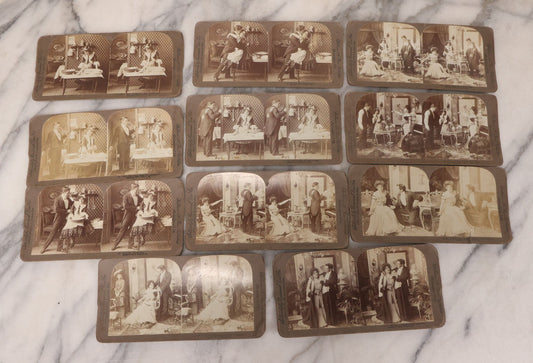 Lot 113 - Antique Grouping Of 11 Sequential Comic Photo Stereocards In Which Mr. Turtledove Is Caught Philandering With His And His Wife's New French Cook, Copyright 1902, By William H. Rau, Sold Only By Universal View Co., Philadelphia, Pennsylvania
