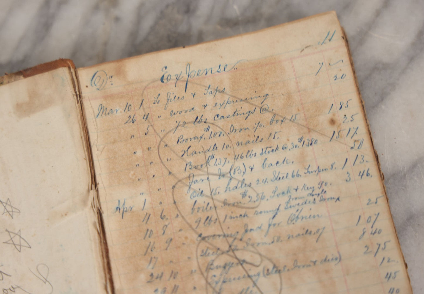 Lot 007 - Antique Expense Ledger Repurposed Into A Poetry Journal, Signed Edwin Davis Smithurst, Dated 1871, With Several Handwritten Poems And Notes And Tree Of Life Illustration, Swampscott, Massachusetts