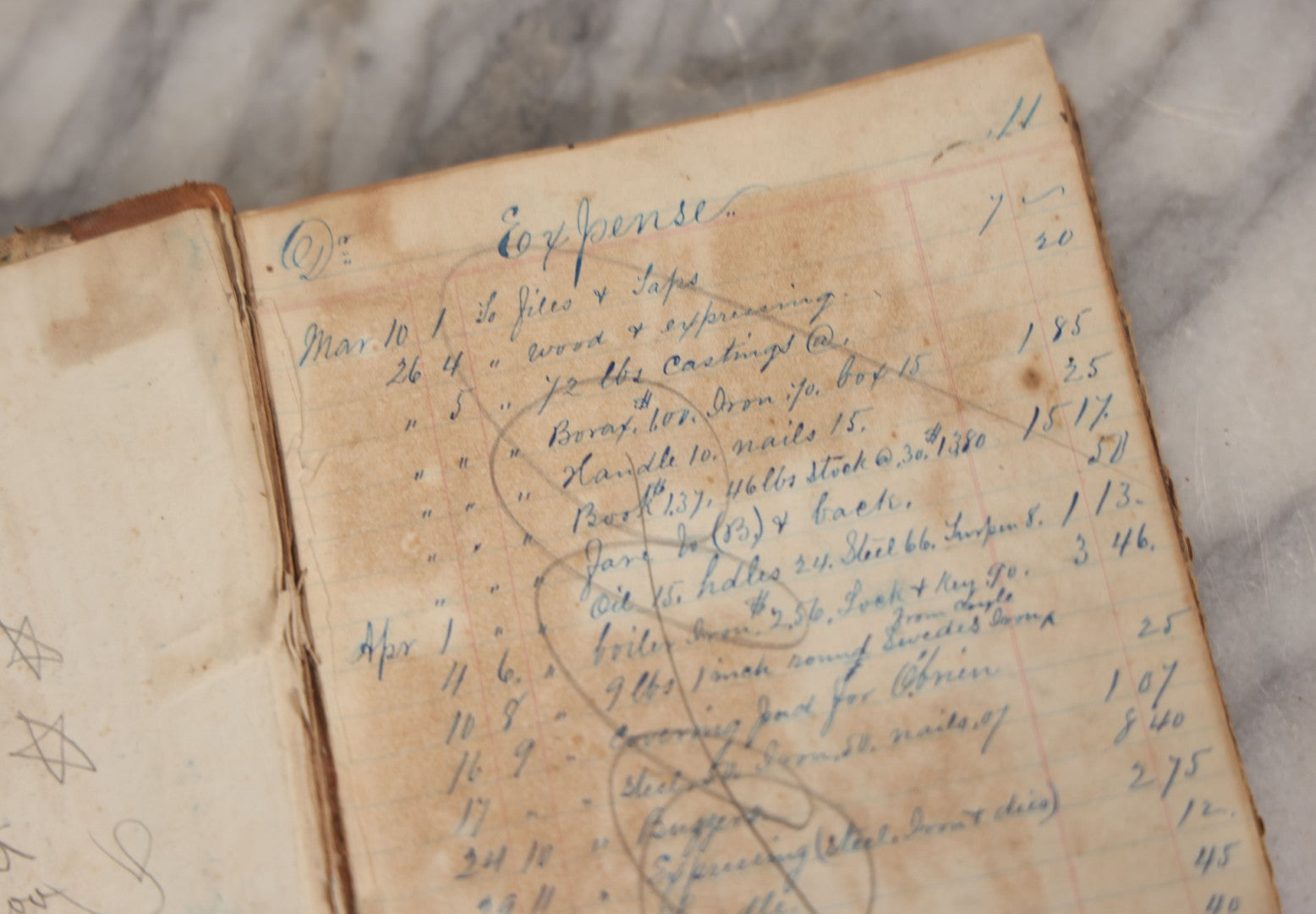 Lot 007 - Antique Expense Ledger Repurposed Into A Poetry Journal, Signed Edwin Davis Smithurst, Dated 1871, With Several Handwritten Poems And Notes And Tree Of Life Illustration, Swampscott, Massachusetts