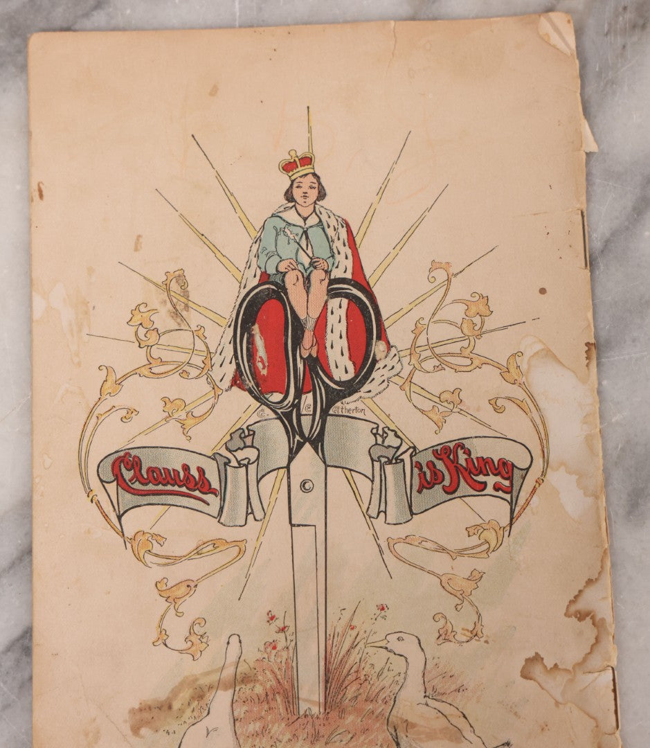 Lot 116 - Antique Lithographed Childrens Alphabet Advertising Book, "Mother Goose Up-To-Date Clauss Primer" Published By The Clauss Shear Company, Freemont, Ohio, Printed By The Blade Printing & Paper Co., Toledo, Ohio