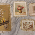Lot 117 - Four Piece Antique Lithographed Ephemera Grouping With Fuzzy Fringe Including "Maple Leaves And Goldenrod" Illustrated Poetry Book And Three Christmas Cards