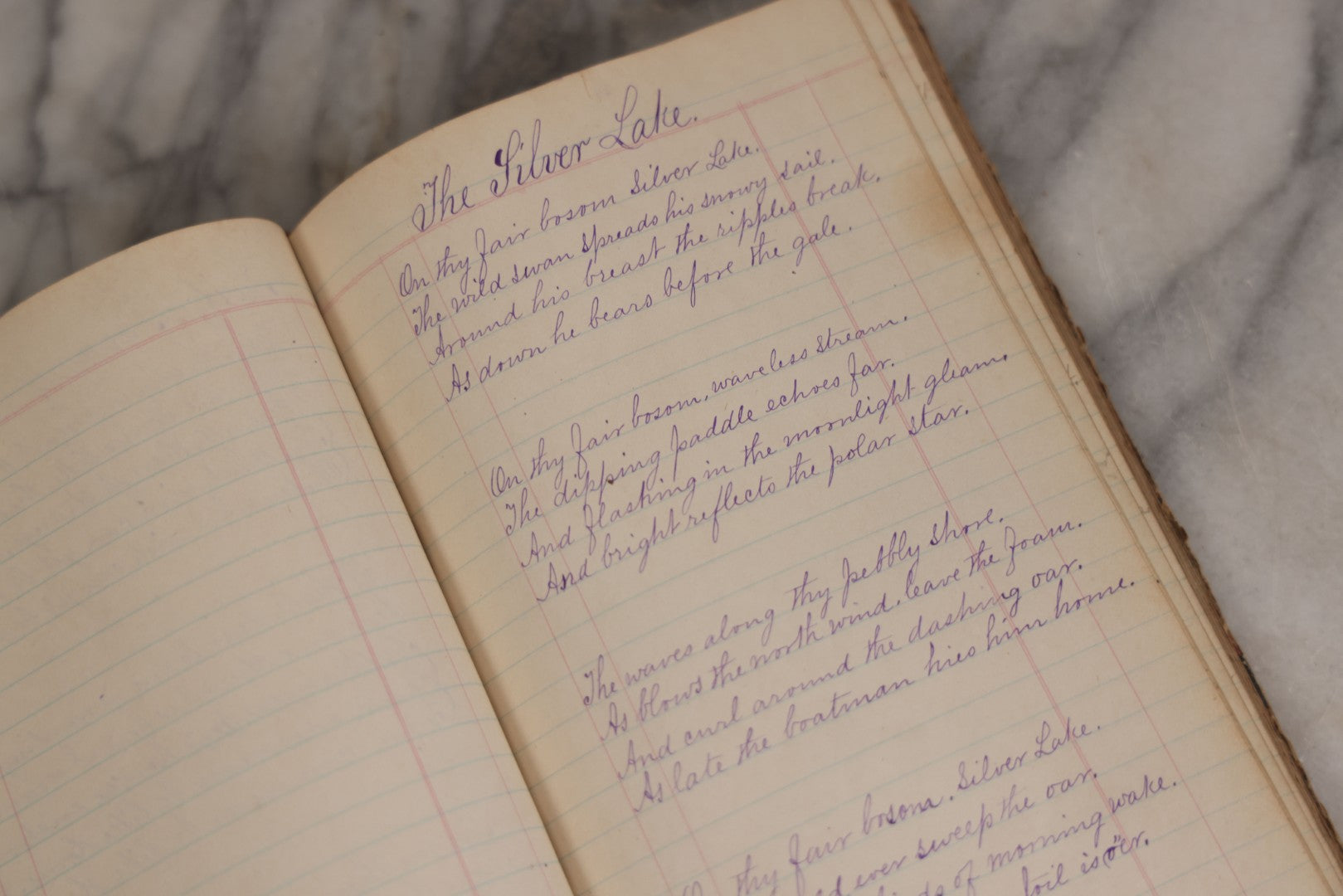 Lot 007 - Antique Expense Ledger Repurposed Into A Poetry Journal, Signed Edwin Davis Smithurst, Dated 1871, With Several Handwritten Poems And Notes And Tree Of Life Illustration, Swampscott, Massachusetts