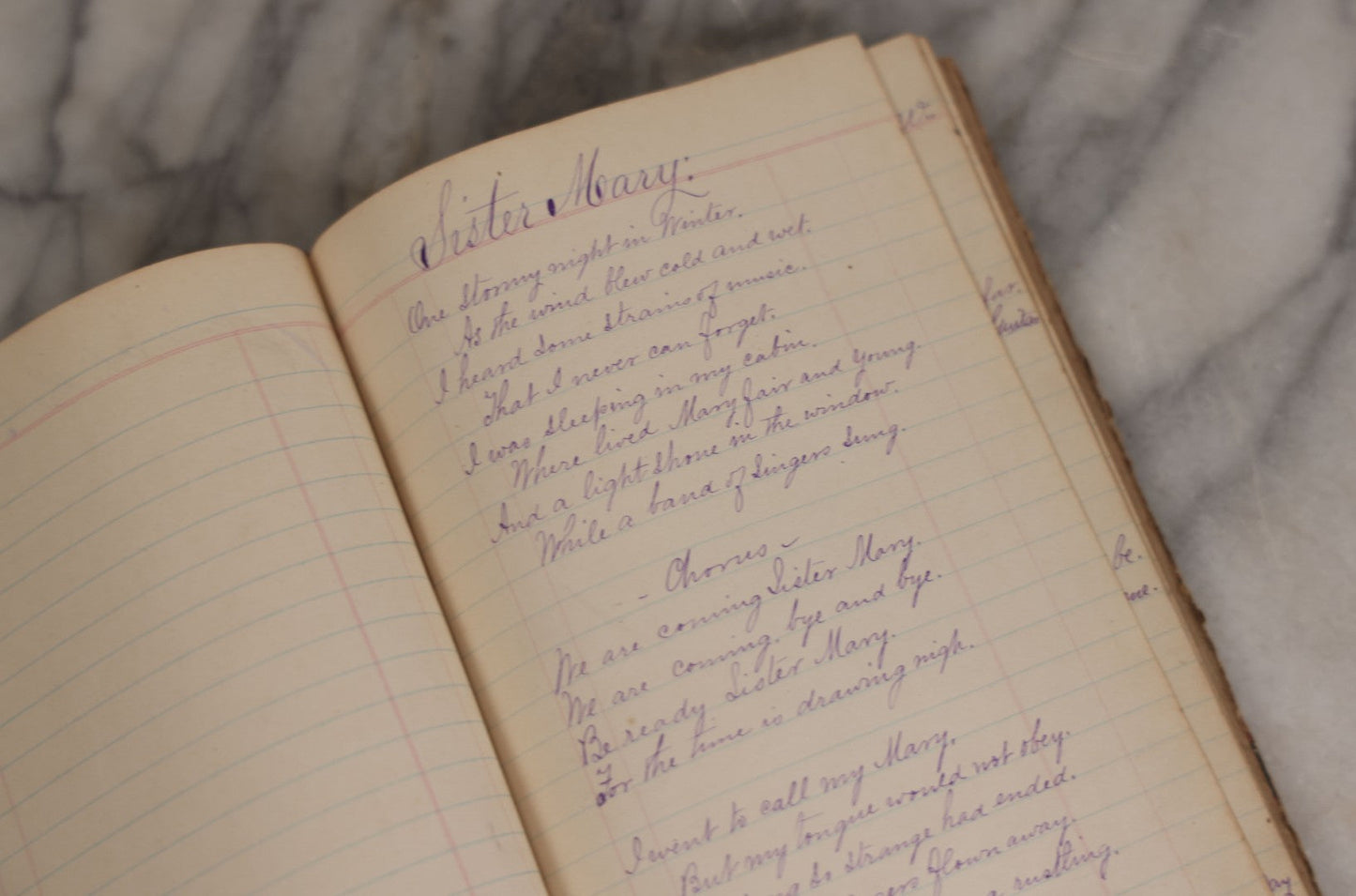 Lot 007 - Antique Expense Ledger Repurposed Into A Poetry Journal, Signed Edwin Davis Smithurst, Dated 1871, With Several Handwritten Poems And Notes And Tree Of Life Illustration, Swampscott, Massachusetts