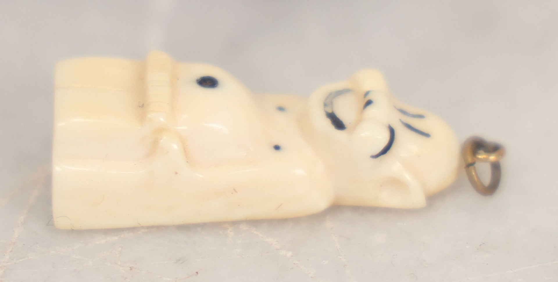 Lot 009 - Three Piece Antique Carved Bone Grouping Including Two "The Lord's Prayer" Stanhopes And Billiken Lucky Charm, Note Image In One Stanhope Is Badly Deteriorated