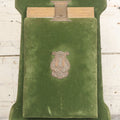 Lot 010 - Antique Victorian Green Velvet Display Photo Album With Stand And Tilt Down Cover, Brass Adornments, Containing 12 Cabinet Card And 24 C.D.V. Photographs And Images, Including Man Posing With Rifle, Sailor In Uniform, And Men Smoking