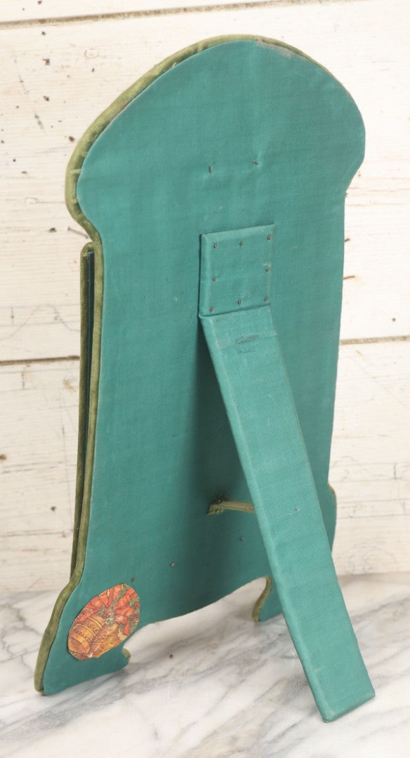 Lot 010 - Antique Victorian Green Velvet Display Photo Album With Stand And Tilt Down Cover, Brass Adornments, Containing 12 Cabinet Card And 24 C.D.V. Photographs And Images, Including Man Posing With Rifle, Sailor In Uniform, And Men Smoking