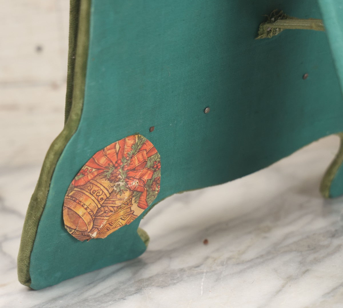 Lot 010 - Antique Victorian Green Velvet Display Photo Album With Stand And Tilt Down Cover, Brass Adornments, Containing 12 Cabinet Card And 24 C.D.V. Photographs And Images, Including Man Posing With Rifle, Sailor In Uniform, And Men Smoking