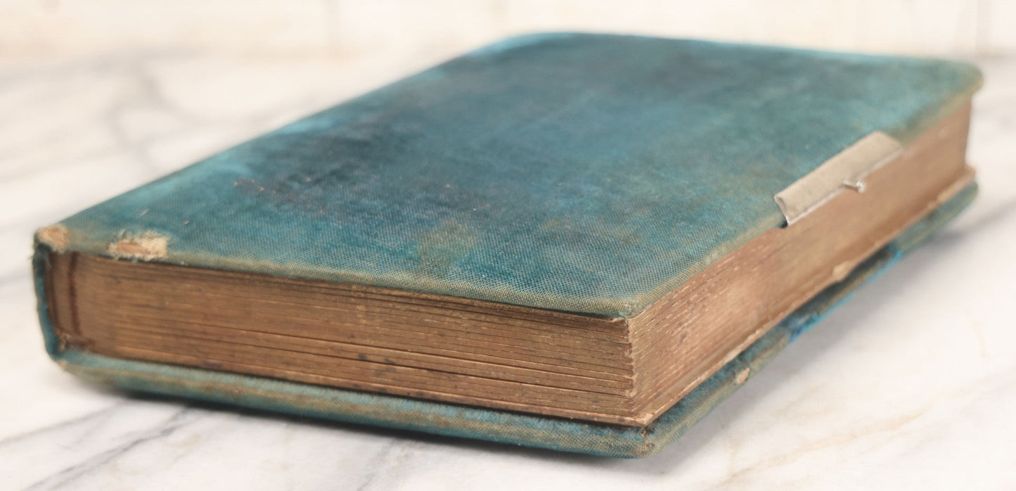 Lot 014 - Antique Victorian Photo Album With Unique Parallelogram Shape And Blue Velvet Covering, Containing 17 Cabinet Card, Three C.D.V. And Four Smaller Photographs, Of Men, Women And Children