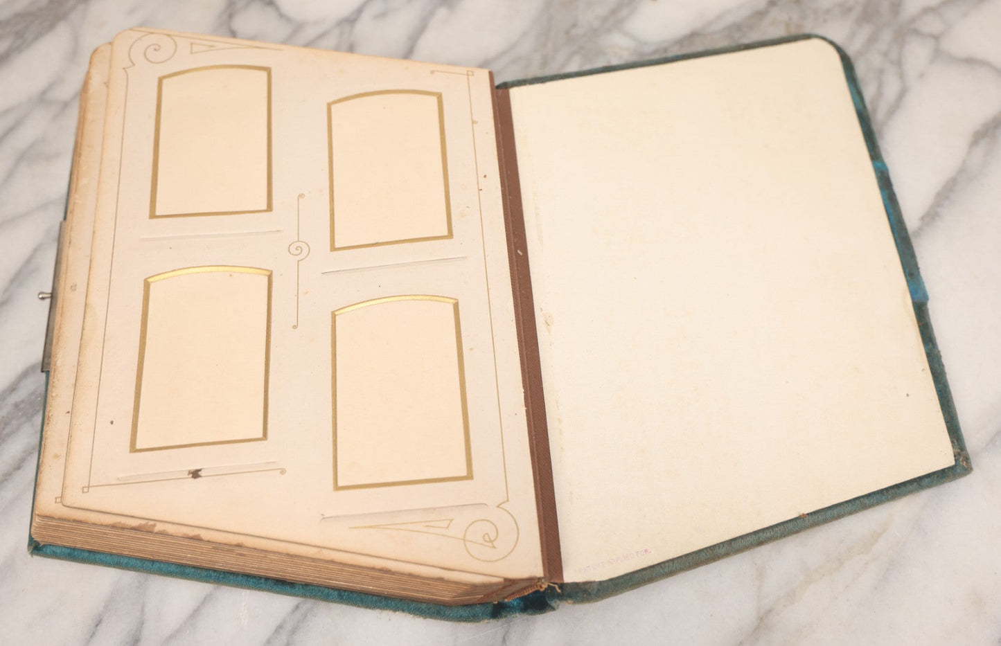 Lot 014 - Antique Victorian Photo Album With Unique Parallelogram Shape And Blue Velvet Covering, Containing 17 Cabinet Card, Three C.D.V. And Four Smaller Photographs, Of Men, Women And Children