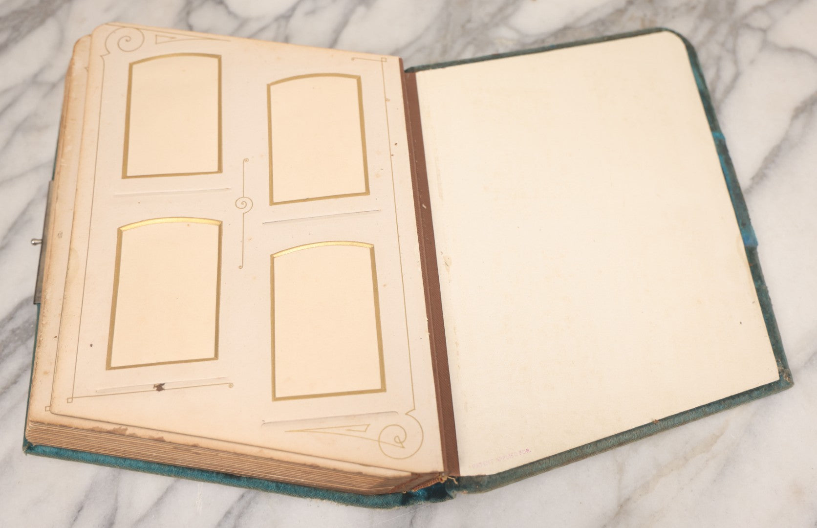 Lot 014 - Antique Victorian Photo Album With Unique Parallelogram Shape And Blue Velvet Covering, Containing 17 Cabinet Card, Three C.D.V. And Four Smaller Photographs, Of Men, Women And Children