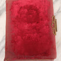 Lot 015 - Antique Victorian Photo Album With Red Velvet Covering, Containing 34 Cabinet Card Photographs, Including Woman Leaning On Gothic Chair, Group Of Four Women And Young Man In Uniform, Note Binding Completely Shot, Many Pages Loose