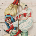 Lot 016 - Antique Die Cut Lithographed Acrobatic Circus Clowns Paper Display, Made In Germany For The R.T. Company, No. 10316, Class O, 10-1/2" x 19-1/2"