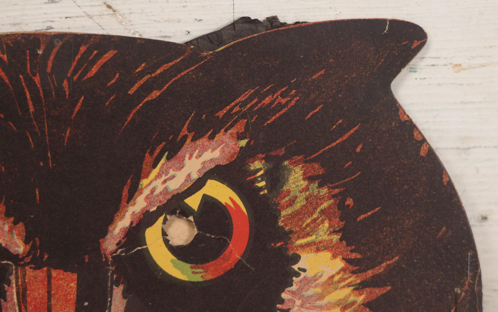 Lot 018 - Vintage Halloween Paper Cutout Mask Of Menacing Owl, Made In Germany, Unknown Manufacturer, 14-1/8" x 8-3/8"