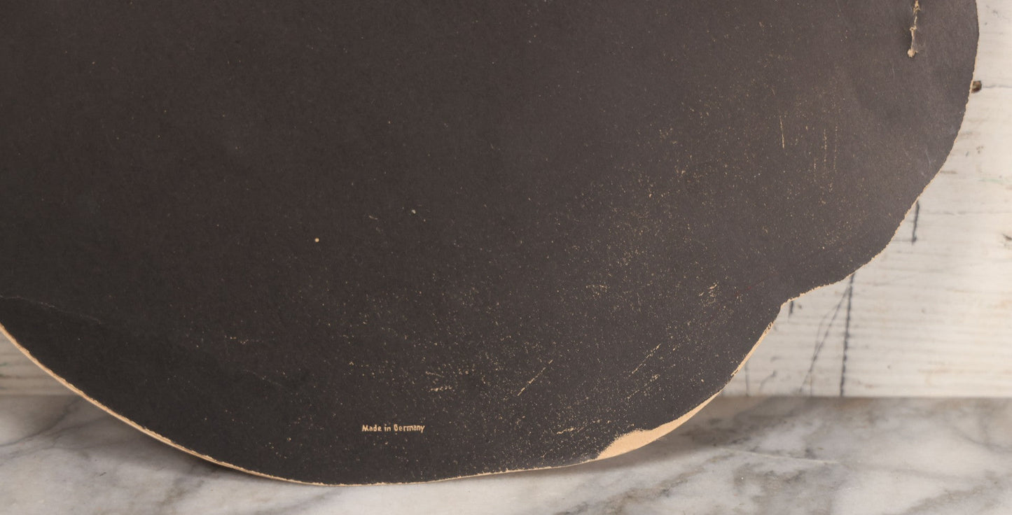 Lot 019 - Vintage Halloween Paper Cutout Mask Of Pumpkin Jack-O-Lantern J.O.L. Wearing Witch Hat, Made In Germany, Unknown Manufacturer, 14-1/8" x 12-1/2"