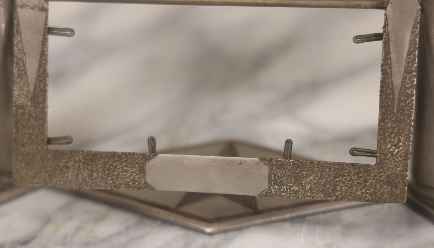 Lot 022 - Vintage Trench Art Swiveling Photo Frame With Silver Painted Bullet Shells, Hand Hammered Star Design And Other Hammered Details, Circa World War 1 Era