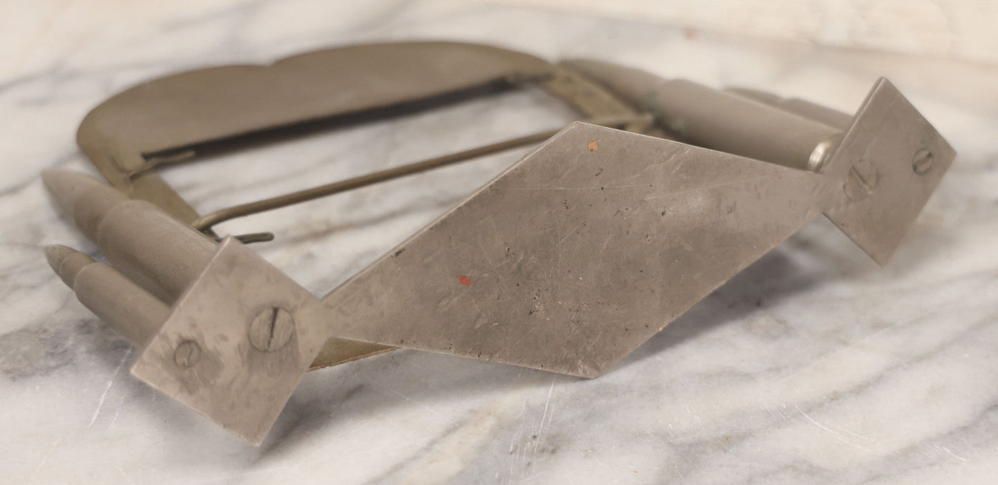 Lot 022 - Vintage Trench Art Swiveling Photo Frame With Silver Painted Bullet Shells, Hand Hammered Star Design And Other Hammered Details, Circa World War 1 Era