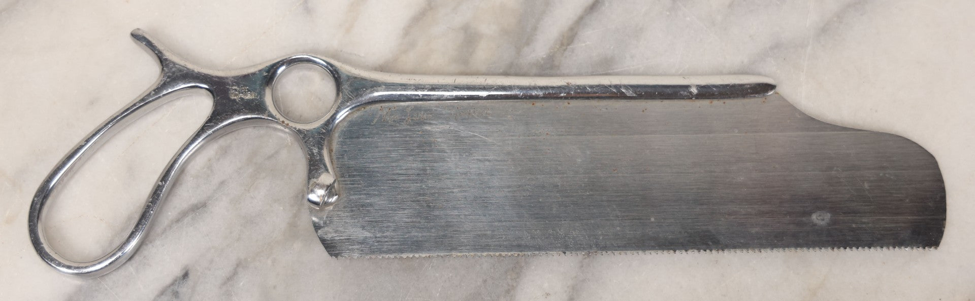 Lot 023 - Vintage Sklar Military Issue Surgical Amputation Saw, "MacLaren Hospital" Engraved On Blade, Handle Marked "MD-USN"