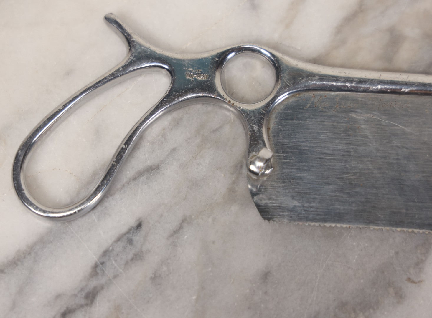 Lot 023 - Vintage Sklar Military Issue Surgical Amputation Saw, "MacLaren Hospital" Engraved On Blade, Handle Marked "MD-USN"