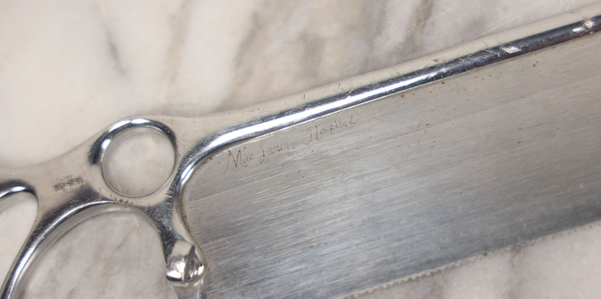 Lot 023 - Vintage Sklar Military Issue Surgical Amputation Saw, "MacLaren Hospital" Engraved On Blade, Handle Marked "MD-USN"