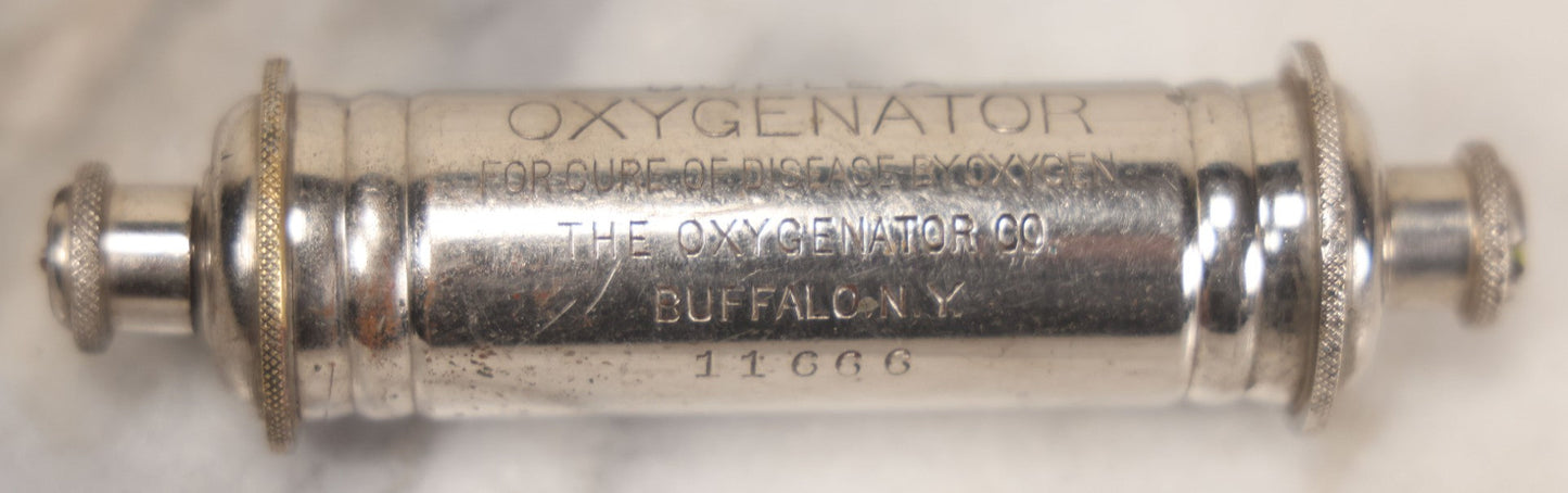 Lot 024 - Antique Duplex Oxygenator "For Cure Of Disease By Oxygen," Antique Medical Device By The Oxygenator Co., Buffalo, New York, Serial No. 11666