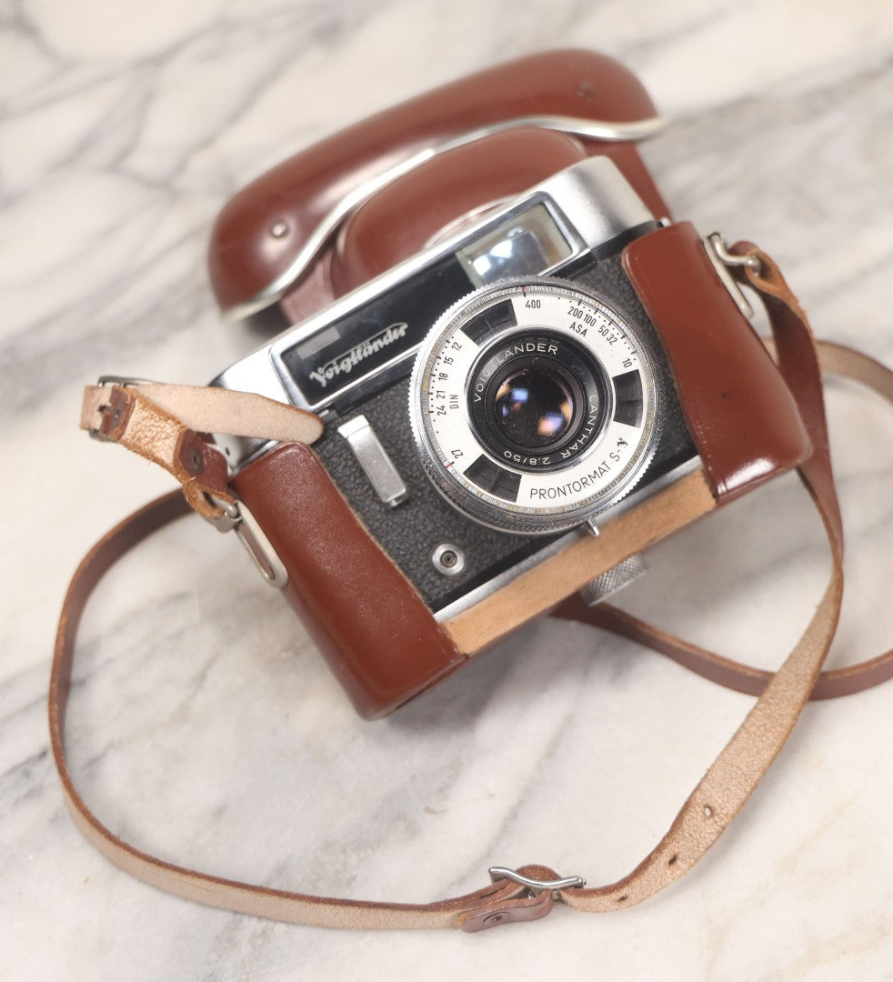 Lot 029 - Vintage Voigtlander Dynamatic 35mm Film Photography Camera With F/2.8 50mm Fixed Lens And Original Leather Carrying Case, Made In West Germany