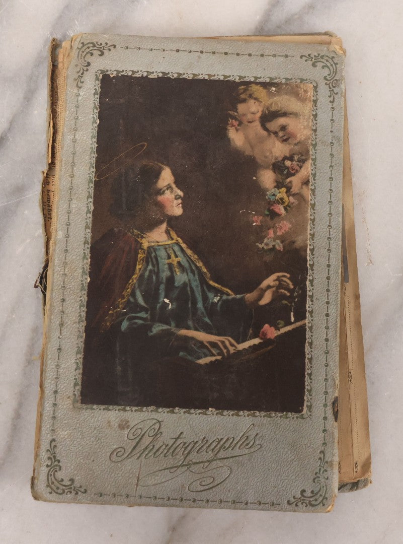 Lot 030 - Antique Snapshot Portrait Photo Album With 65+ Pasted Portrait Photos Of Victorian And Edwardian Men And Women, Dated Christmas 1901, From Marie & Ross Ellor