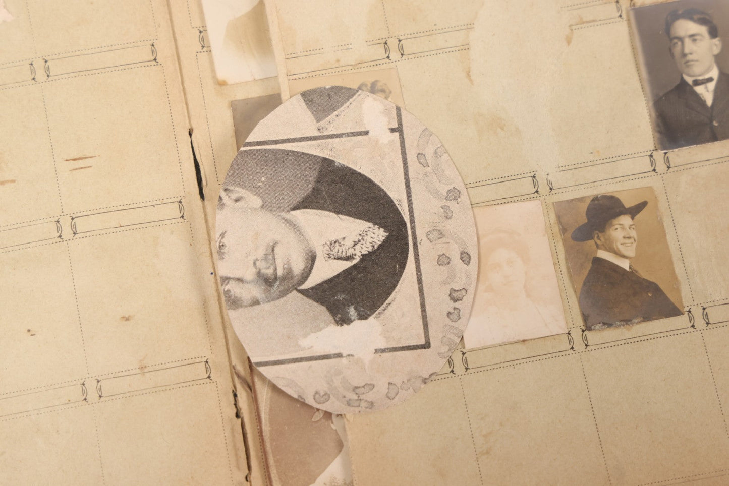 Lot 030 - Antique Snapshot Portrait Photo Album With 65+ Pasted Portrait Photos Of Victorian And Edwardian Men And Women, Dated Christmas 1901, From Marie & Ross Ellor