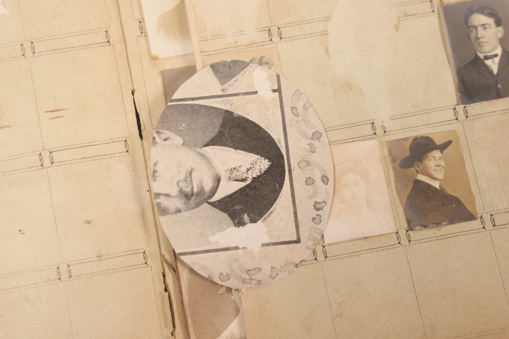 Lot 030 - Antique Snapshot Portrait Photo Album With 65+ Pasted Portrait Photos Of Victorian And Edwardian Men And Women, Dated Christmas 1901, From Marie & Ross Ellor